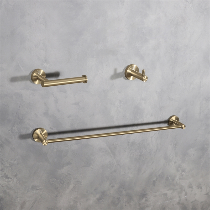 Elegant Kitchen and Bath Freya 3-Pc Stainless Steel Hardware Set in Gold