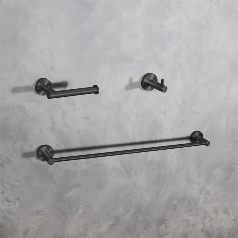 Elegant Kitchen and Bath Freya 3-Pc Stainless Steel Hardware Set in Black