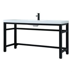 Elegant Kitchen and Bath Raya 60&quot Metal & Resin Single Bathroom Vanity in Black