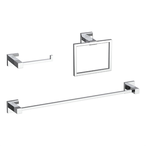 Elegant Kitchen and Bath Isla 3Pc Stainless Steel Hardware Set in Chrome