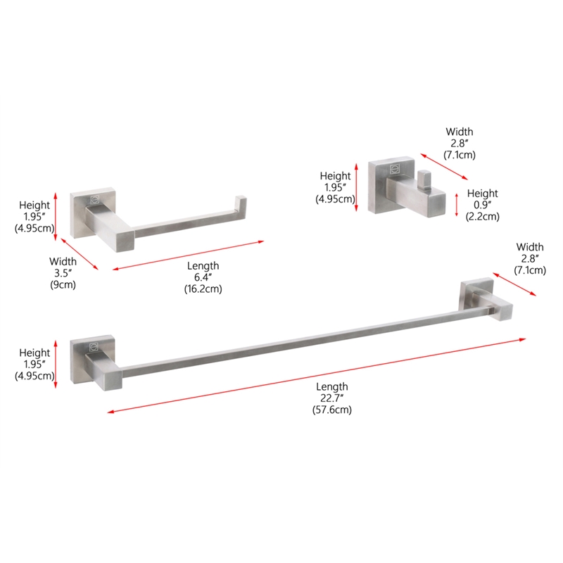 Elegant Kitchen and Bath Isla 3-Pc Stainless Steel Hardware Set in Nickel