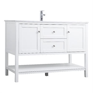 Elegant Kitchen and Bath Heath 48&quot Solid Wood Single Bathroom Vanity in White