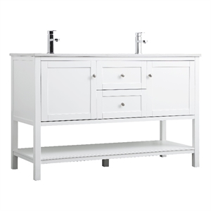 Elegant Kitchen and Bath Heath 54&quot Solid Wood Double Bathroom Vanity in White