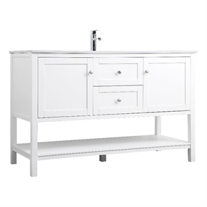 Elegant Kitchen and Bath Heath 54&quot Solid Wood Single Bathroom Vanity in White