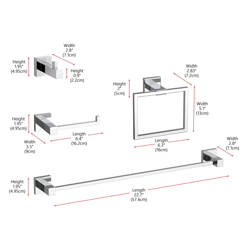 Elegant Kitchen and Bath Isla 4-Pc Stainless Steel Hardware Set in Chrome