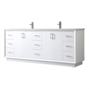 Elegant Kitchen and Bath Hayes 84&quot Solid Wood Double Bathroom Vanity in White