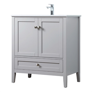 Elegant Kitchen and Bath Hamilton 30&quot Solid Wood Single Bathroom Vanity in Gray