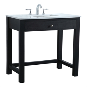 Elegant Kitchen and Bath Hudson 36&quot Solid Wood Bathroom Vanity in Black
