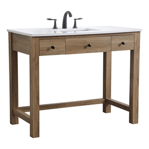 Elegant Kitchen and Bath Hudson 42&quot Solid Wood Bathroom Vanity in Natural Oak