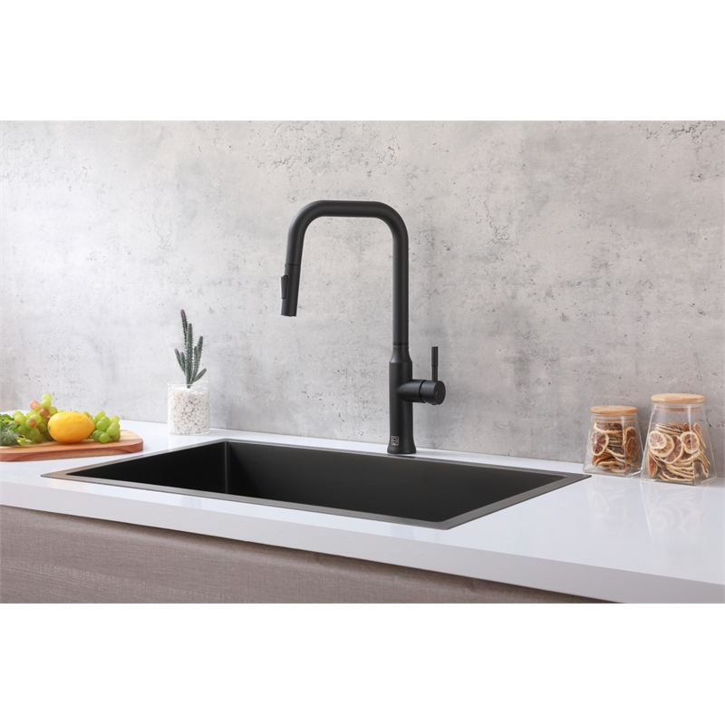 Elegant Kitchen and Bath Noor Stainless Steel Kitchen Faucet in Matte Black