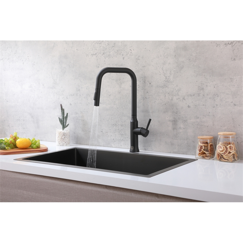 Elegant Kitchen and Bath Noor Stainless Steel Kitchen Faucet in Matte Black