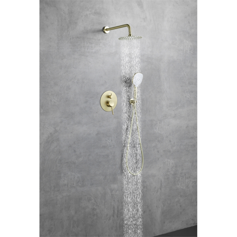 Elegant Kitchen and Bath George Brass Shower Faucet System in Brushed Gold