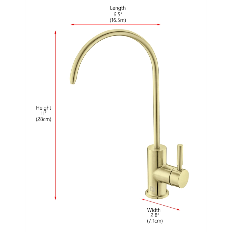 Elegant Kitchen and Bath Rian Stainless Steel Cold Water Dispenser in Gold