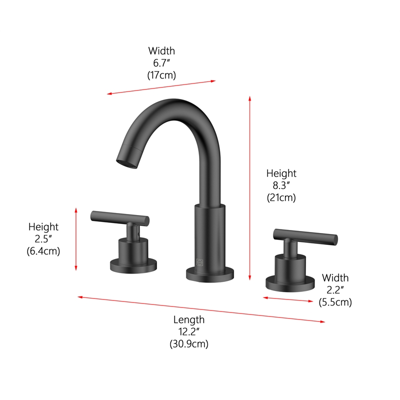 Elegant Kitchen and Bath Leah Brass Double Handle Bathroom Faucet in Matte Black