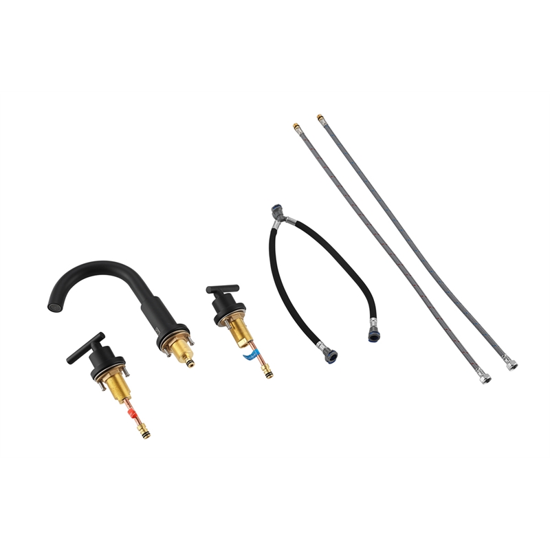 Elegant Kitchen and Bath Leah Brass Double Handle Bathroom Faucet in Matte Black