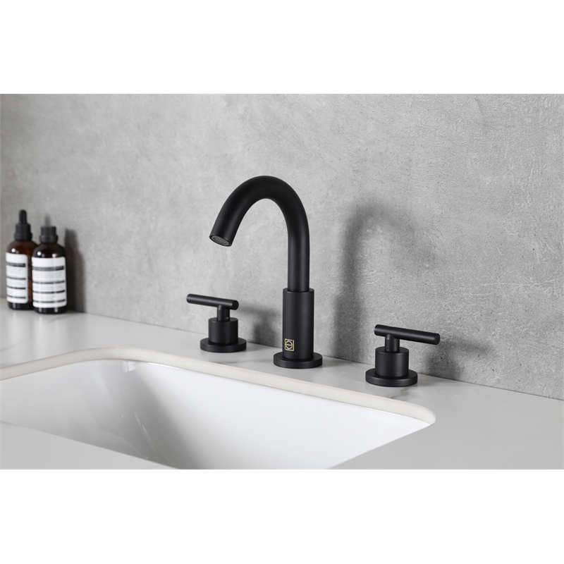 Elegant Kitchen and Bath Leah Brass Double Handle Bathroom Faucet in Matte Black