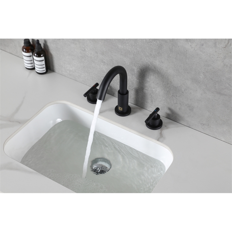 Elegant Kitchen and Bath Leah Brass Double Handle Bathroom Faucet in Matte Black