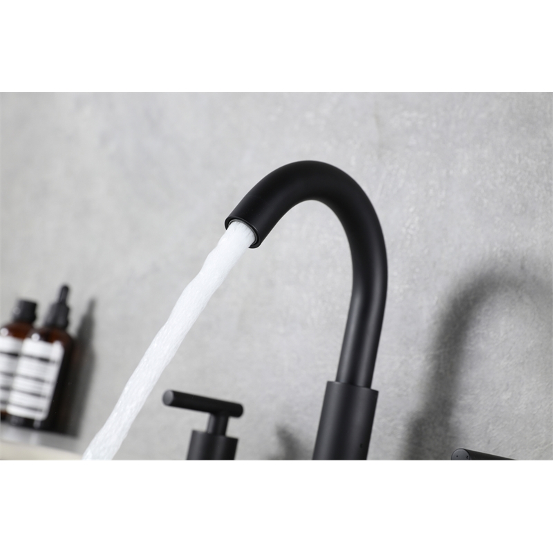 Elegant Kitchen and Bath Leah Brass Double Handle Bathroom Faucet in Matte Black