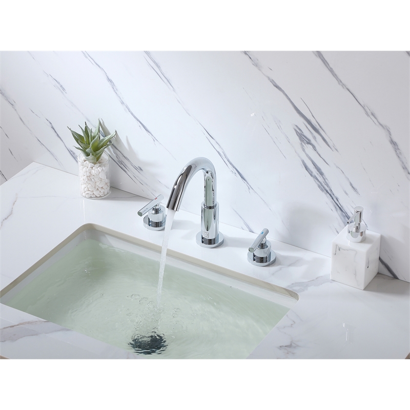Elegant Kitchen and Bath Leah Brass Double Handle Bathroom Faucet in Chrome