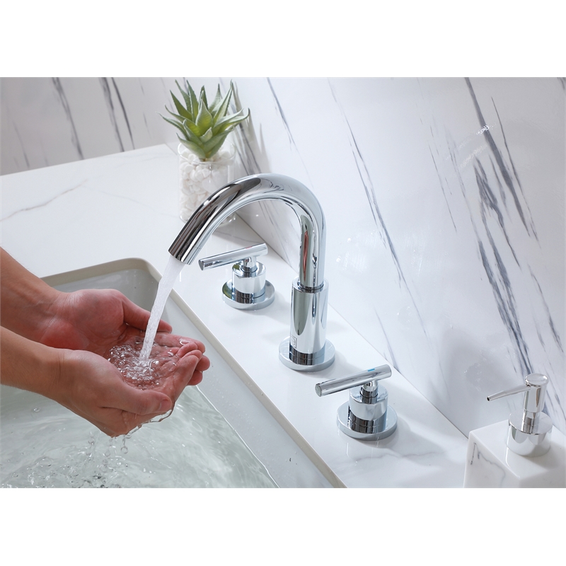 Elegant Kitchen and Bath Leah Brass Double Handle Bathroom Faucet in Chrome