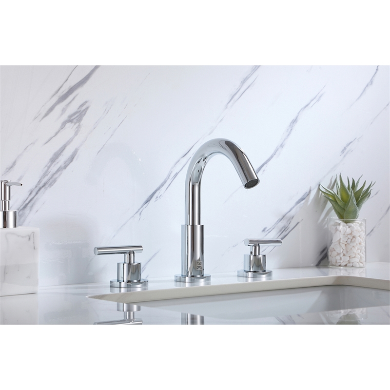 Elegant Kitchen and Bath Leah Brass Double Handle Bathroom Faucet in Chrome