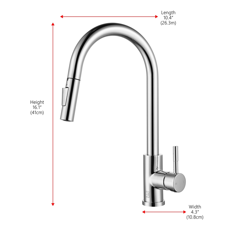 Elegant Kitchen and Bath Luca Stainless Steel Kitchen Faucet in Chrome