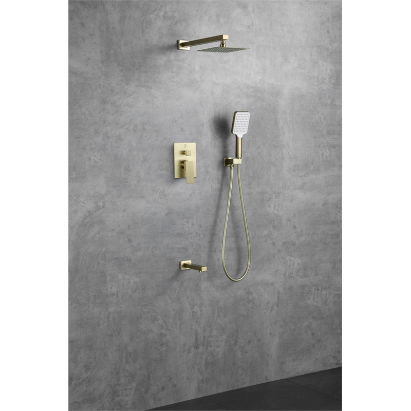 Elegant Kitchen and Bath Petar Brass Shower Faucet System in Gold