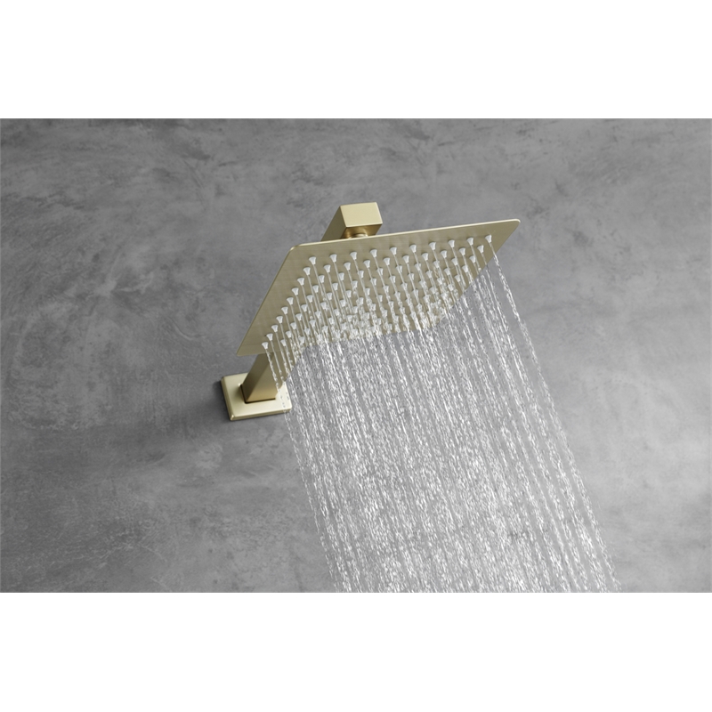 Elegant Kitchen and Bath Petar Brass Shower Faucet System in Gold