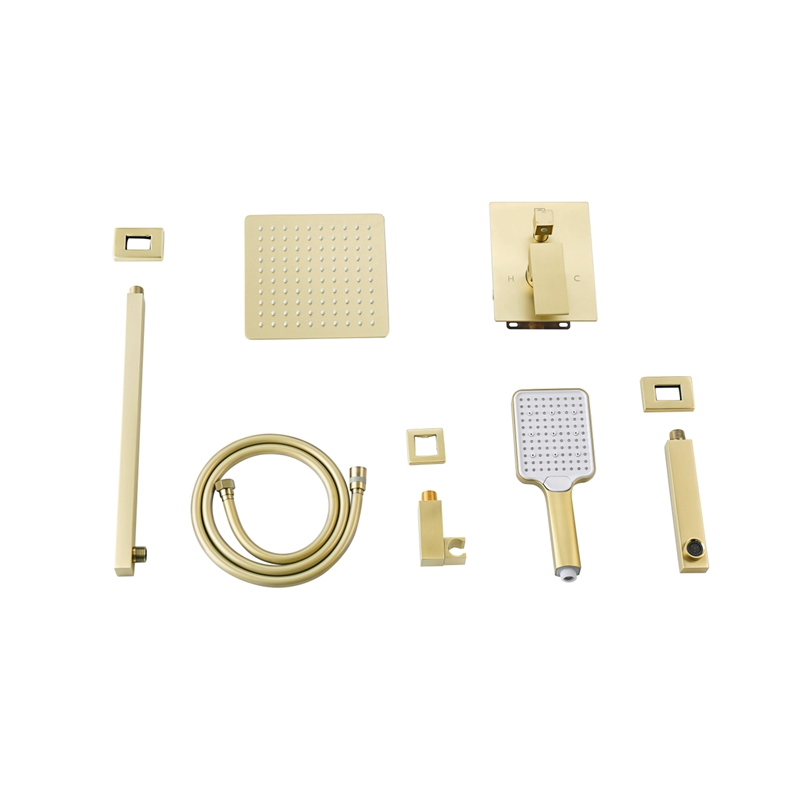 Elegant Kitchen and Bath Petar Brass Shower Faucet System in Gold