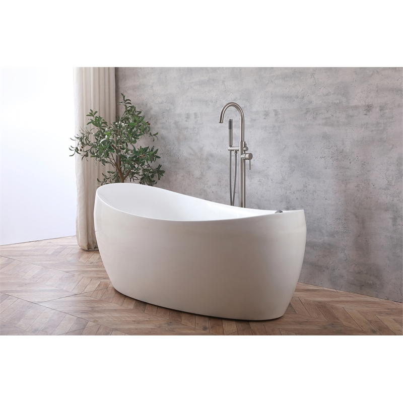 Elegant Kitchen and Bath Steven Brass Floor Mounted Tub Faucet in Brushed Nickel