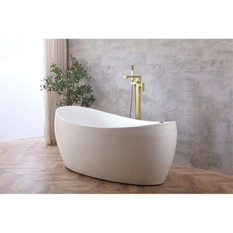 Elegant Kitchen and Bath Henry Brass Floor Mounted Tub Faucet in Brushed Gold