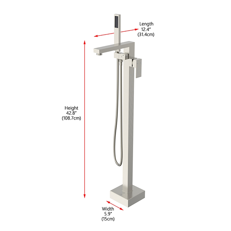 Elegant Kitchen and Bath Henry Brass Floor Mounted Tub Faucet in Brushed Nickel
