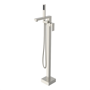 Elegant Kitchen and Bath Henry Brass Floor Mounted Tub Faucet in Brushed Nickel