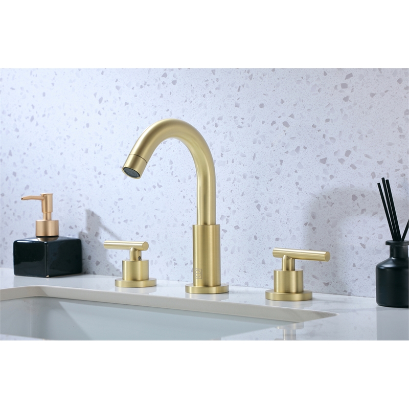 Elegant Kitchen and Bath Leah Brass Double Handle Bathroom Faucet in Gold