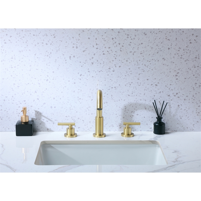 Elegant Kitchen and Bath Leah Brass Double Handle Bathroom Faucet in Gold