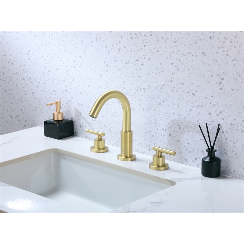 Elegant Kitchen and Bath Leah Brass Double Handle Bathroom Faucet in Gold