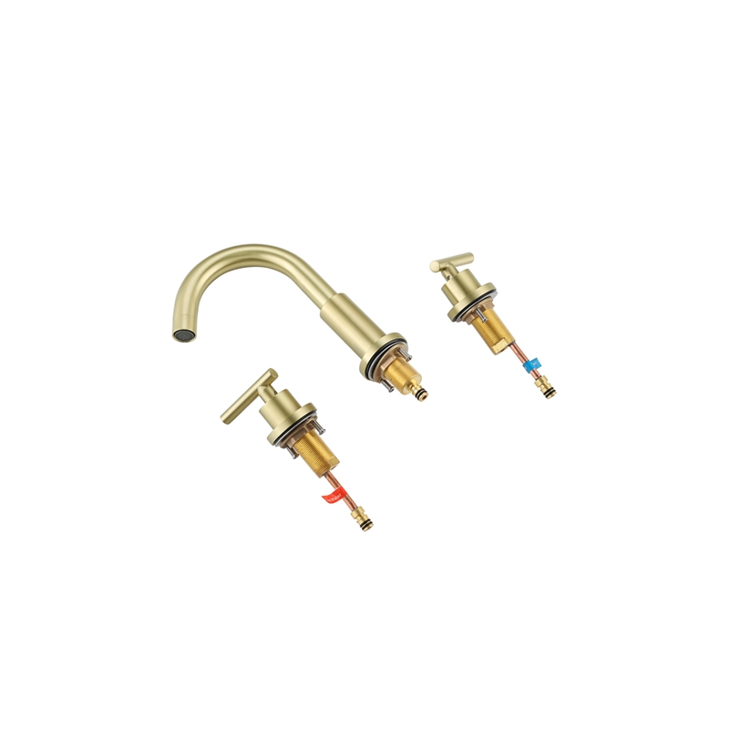 Elegant Kitchen and Bath Leah Brass Double Handle Bathroom Faucet in Gold