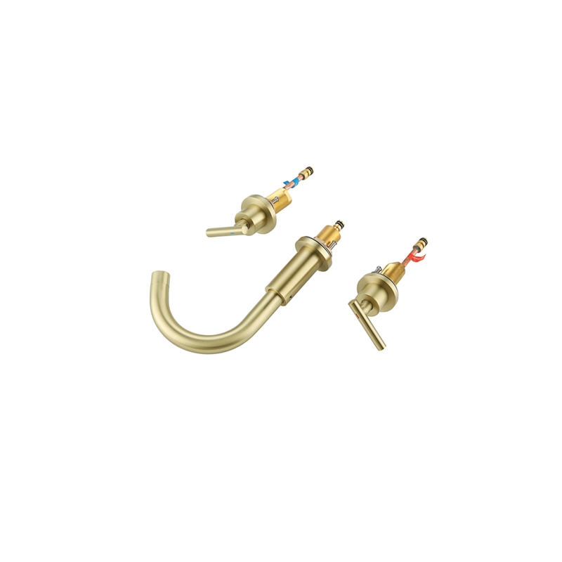 Elegant Kitchen and Bath Leah Brass Double Handle Bathroom Faucet in Gold