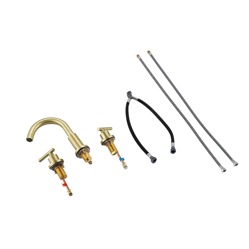 Elegant Kitchen and Bath Leah Brass Double Handle Bathroom Faucet in Gold