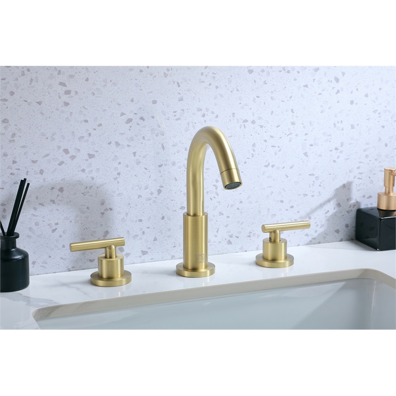 Elegant Kitchen and Bath Leah Brass Double Handle Bathroom Faucet in Gold