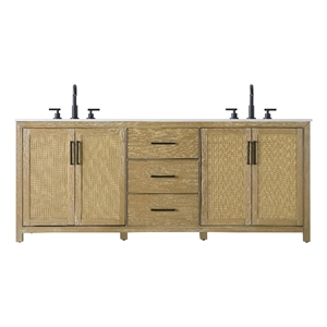 Elegant Kitchen And Bath 84&quot Double Bathroom Vanity In Linen Oak