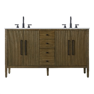 Elegant Kitchen And Bath 60&quot Double Bathroom Vanity In Hazel Oak