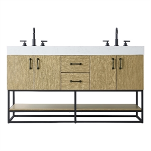 Elegant Kitchen And Bath 60&quot Double Bathroom Vanity In Honey Brown