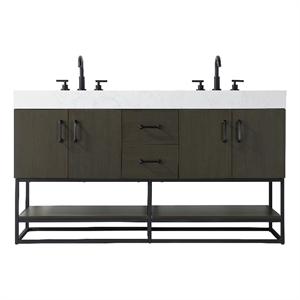 Elegant Kitchen And Bath 60&quot Double Bathroom Vanity In Mocha Brown