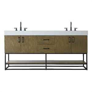 Elegant Kitchen And Bath 72&quot Double Bathroom Vanity In Chestnut Brown