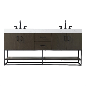 Elegant Kitchen And Bath 72&quot Double Bathroom Vanity In Mocha Brown