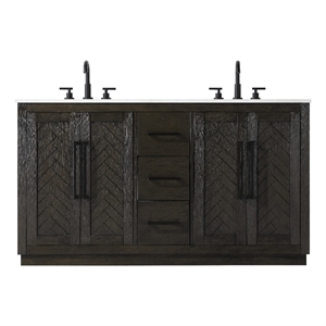 Elegant Kitchen And Bath 60&quot Double Bathroom Vanity In Chocolate Oak