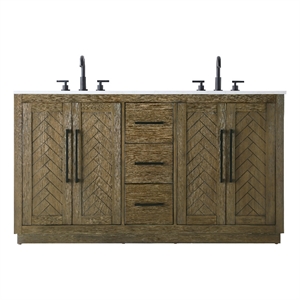 Elegant Kitchen And Bath 60&quot Double Bathroom Vanity In Hazel Oak