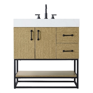 Elegant Kitchen And Bath 32&quot Single Bathroom Vanity In  Honey Brown