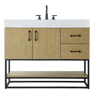 Elegant Kitchen And Bath 42&quot Single Bathroom Vanity In  Honey Brown